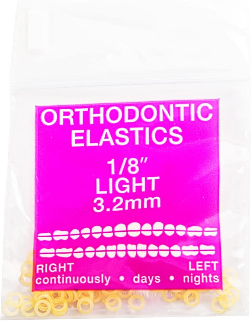 JMU Orthodontic Elastics 1/8 Light, 100 Pack Intraoral Elastic Bands Latex Dental Rubber Bands Made in USA - Image 1